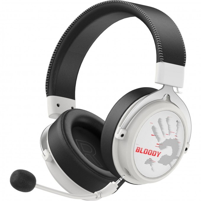 Наушники с микрофоном A4TECH BLOODY MR590 SPORTS 1.5м мониторные BT/Radio/3.5mm белый/черный MR590+ WIRED/SPORT WHITE